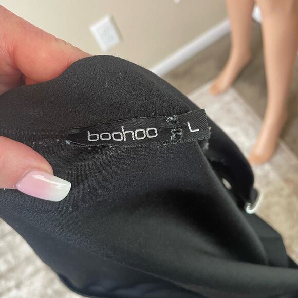 BooHoo brand black long sleeve zip up cropped long sleeve lightweight SZ L - Picture 6 of 6